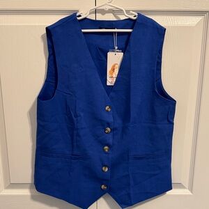 Pretty Garden NWT Royal Blue Button-Front Vest